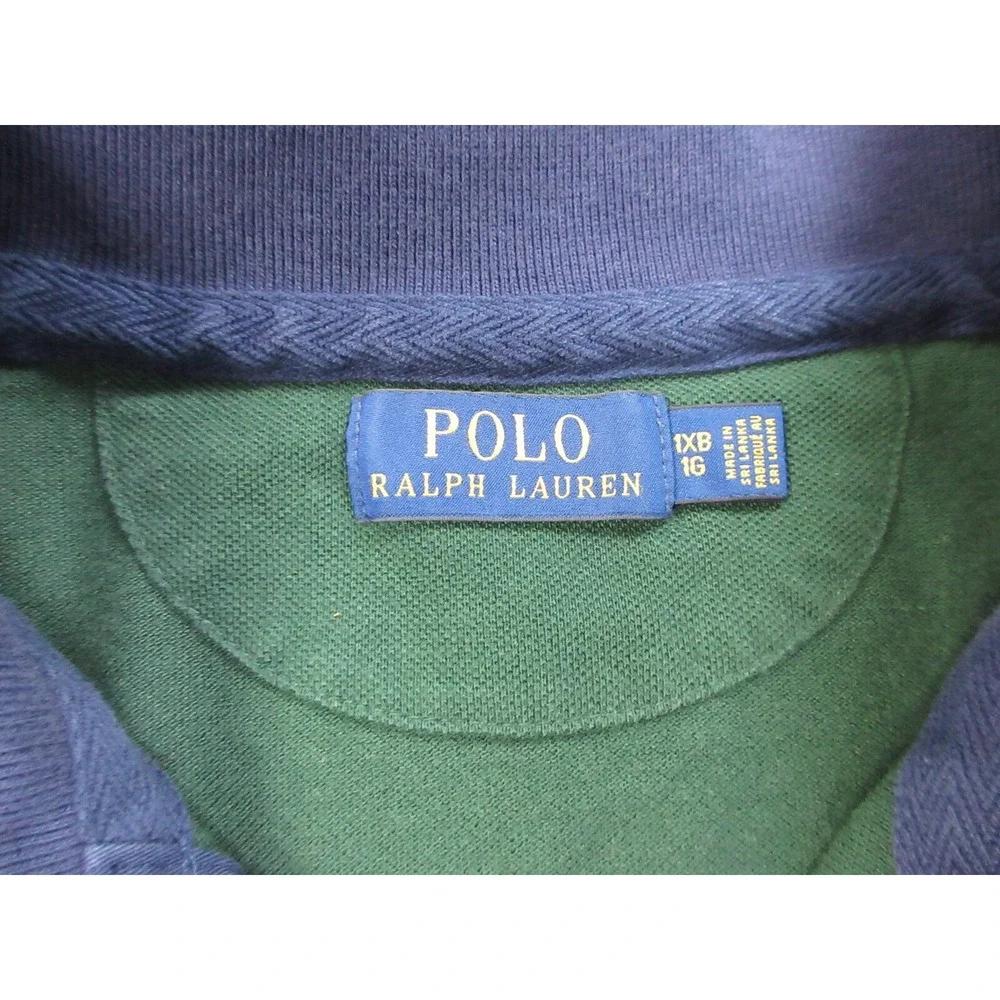 Ralph‎ Lauren Polo Shirt Mens 1XB Green Rugby Patch Crest RLPC Logo